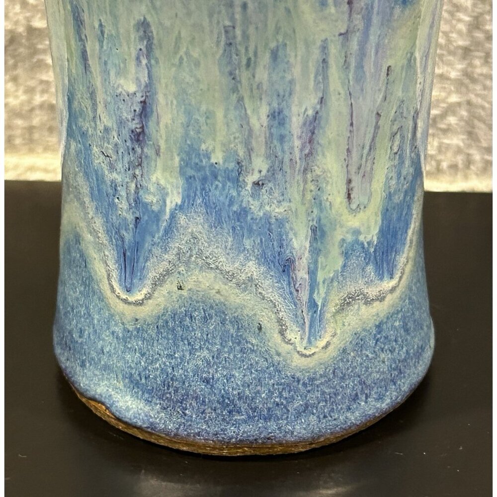 Ken Merrick OA Galleries Studio Art Pottery Vase Bohemian Unique Blue 9 3/8” - Picture 10 of 14